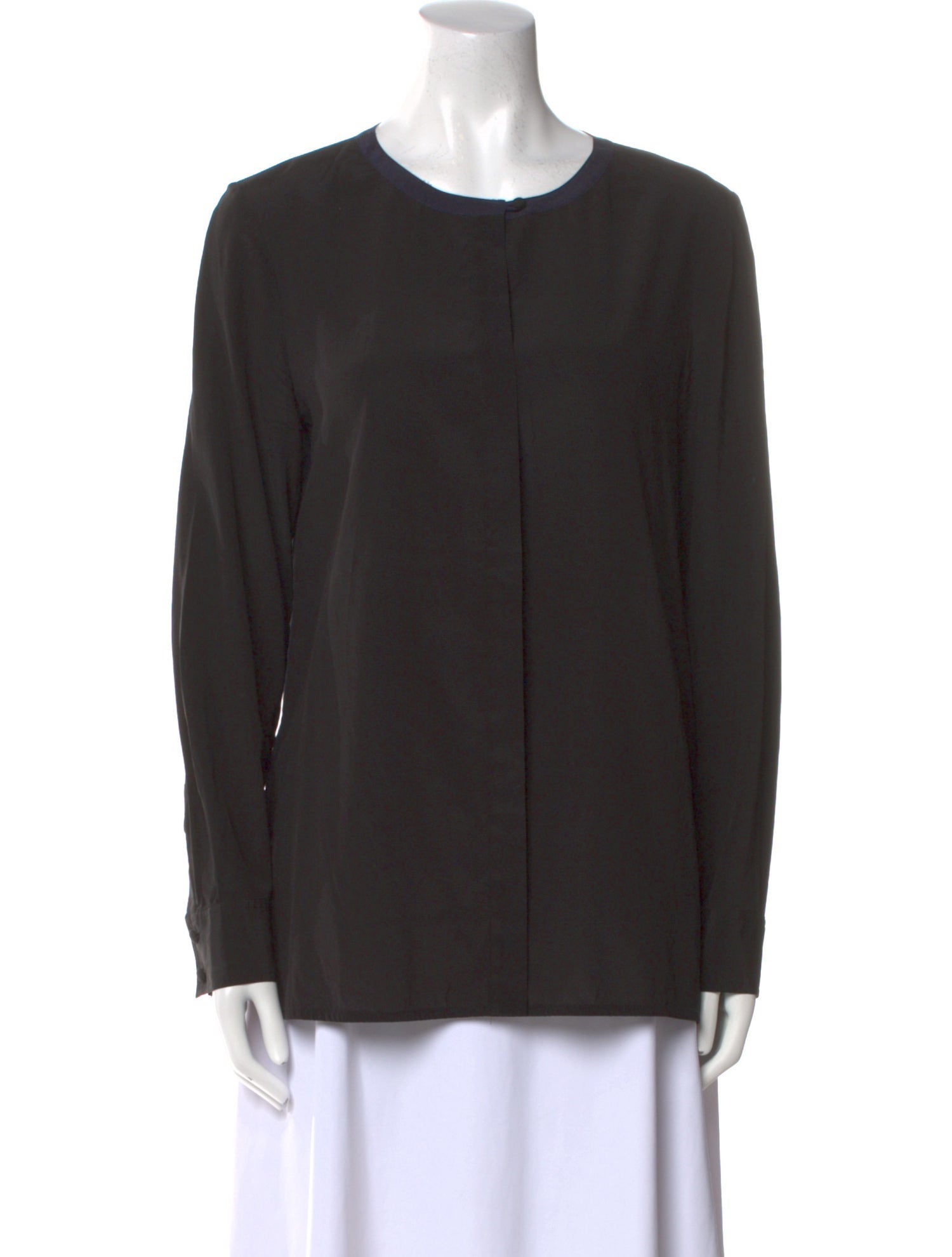 Tory Burch Silk Crew Neck Button-Up Top