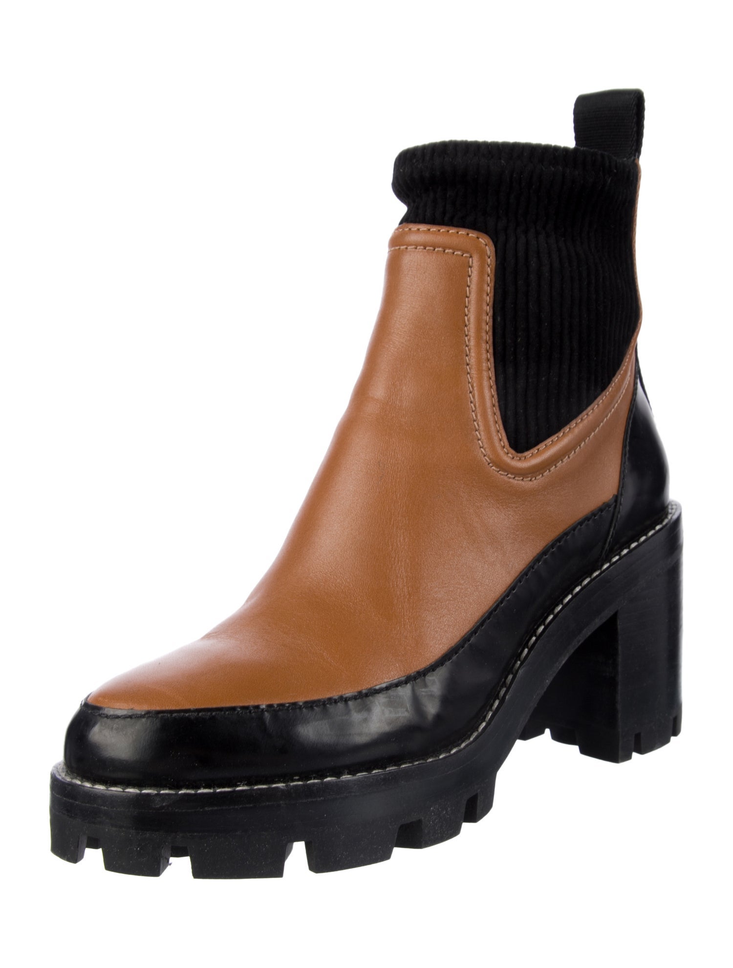 Tory Burch Leather Leather Trim Embellishment Chelsea Boots