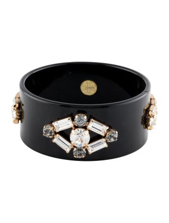 Tory Burch Crystal & Resin Manon Embellished Crest Bangle