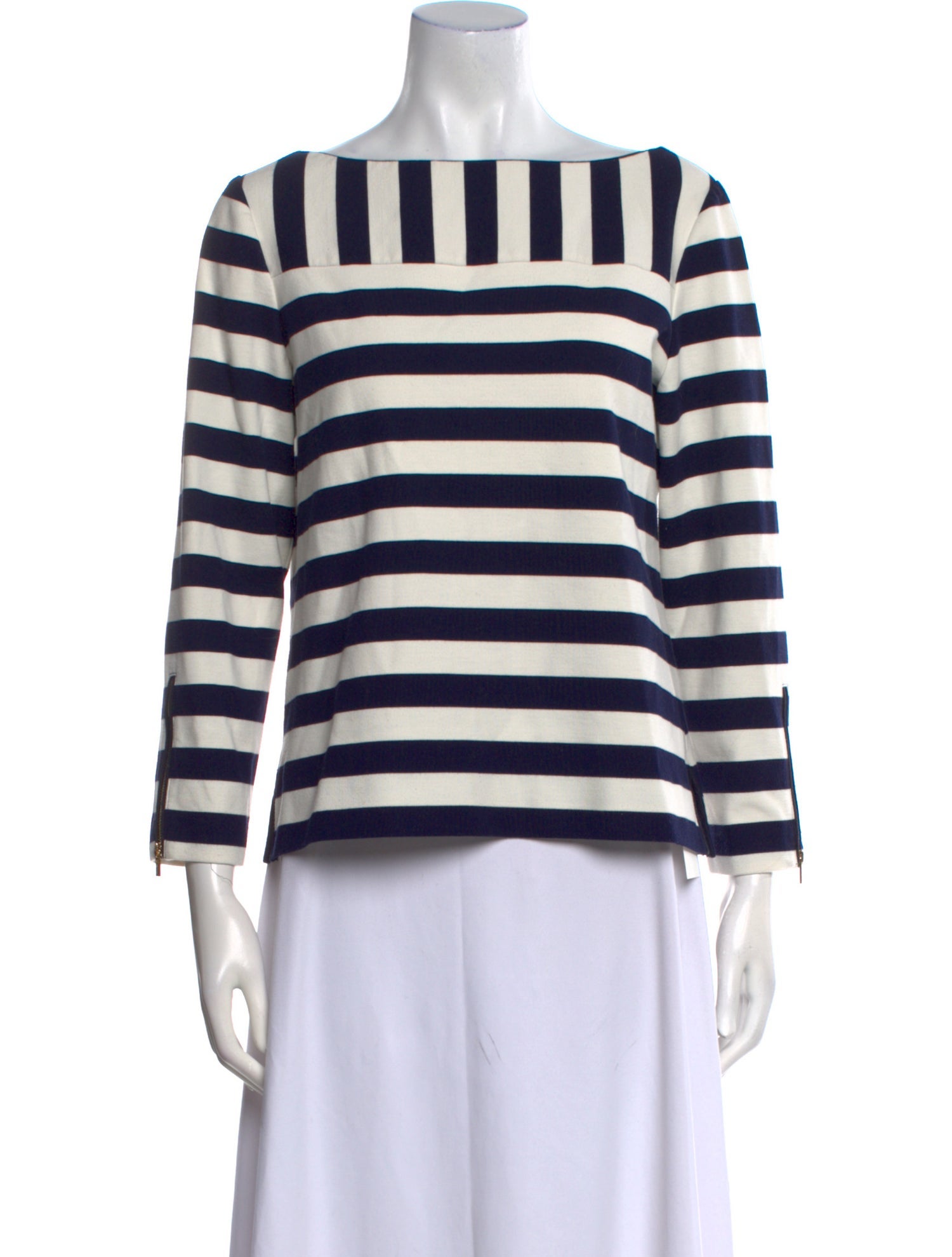 Tory Burch Striped Bateau Neckline Top