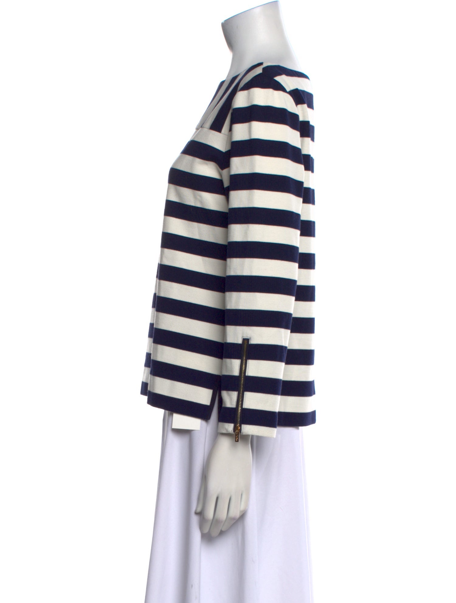Tory Burch Striped Bateau Neckline Top