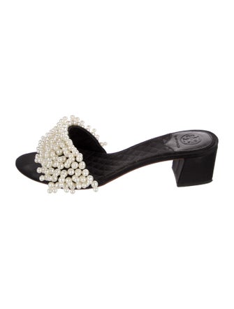 Tory Burch Satin Beaded Accents Slides