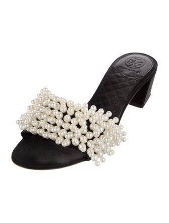 Tory Burch Satin Beaded Accents Slides