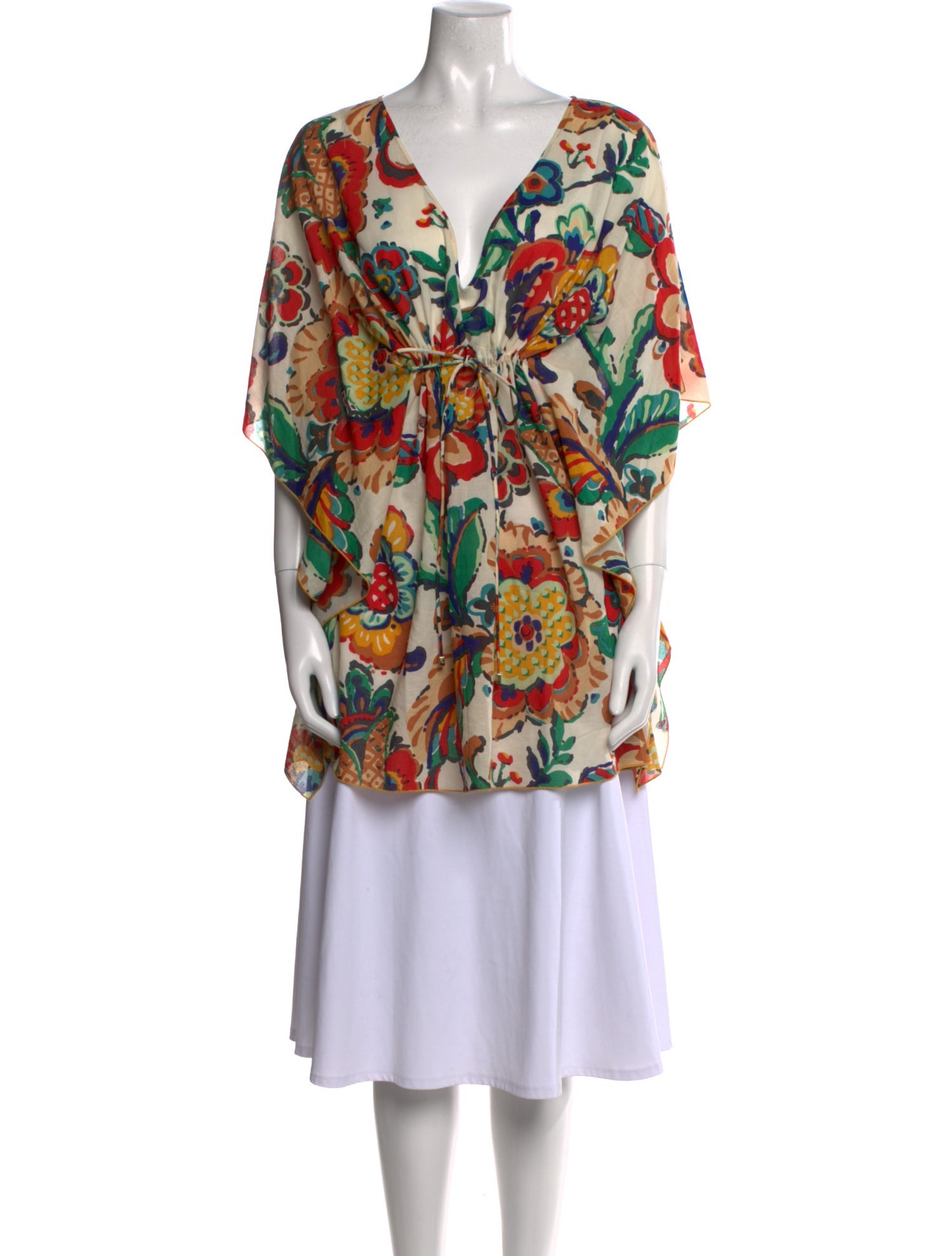 Tory Burch Floral Print V-Neck Tunic