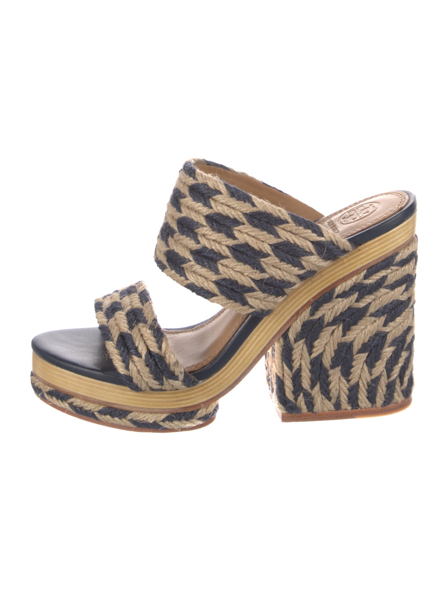Tory Burch Jute Patterned Slides