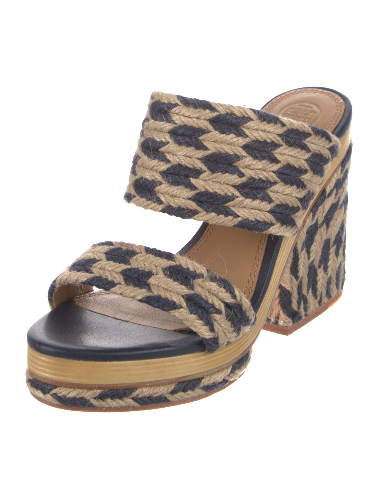 Tory Burch Jute Patterned Slides