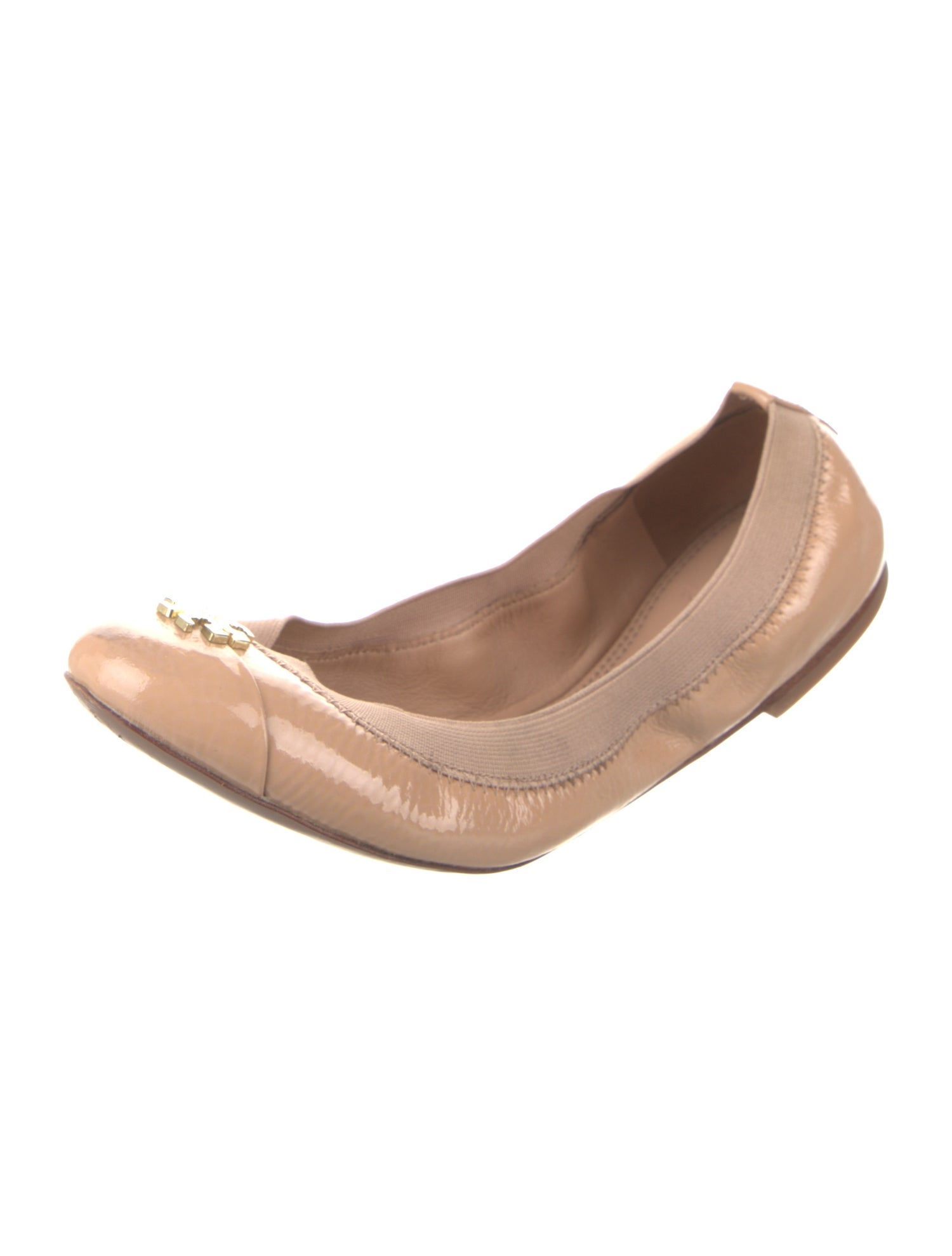 Tory Burch Patent Leather Grosgrain Trim Ballet Flats