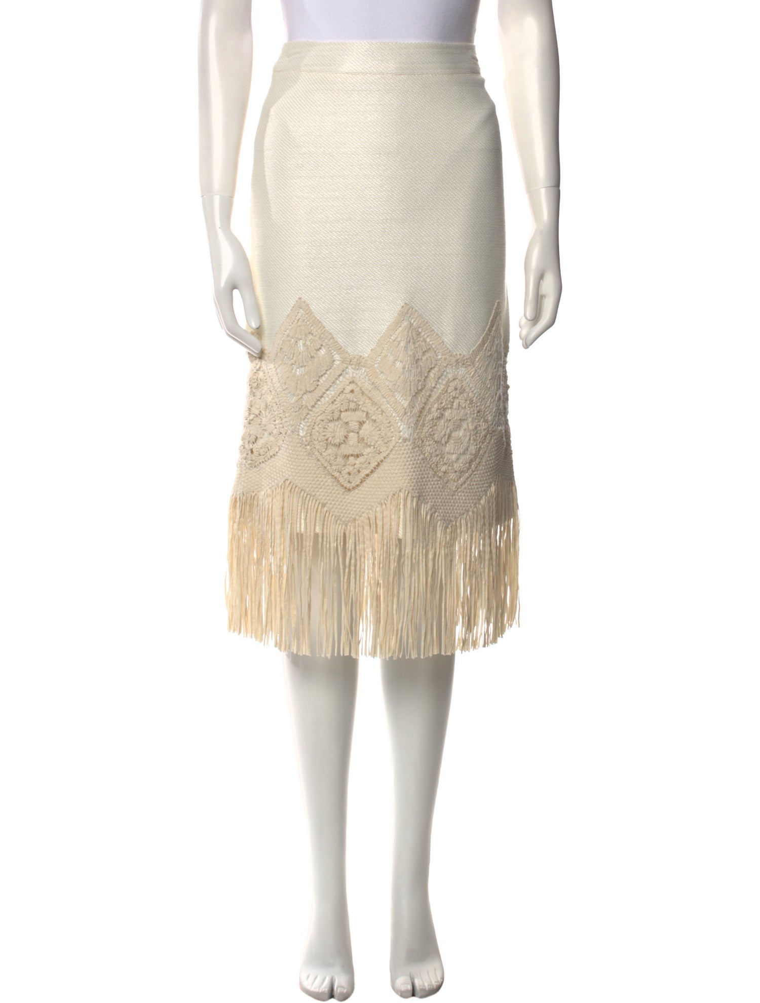 Tory Burch Crochet Trim Midi Length Skirt