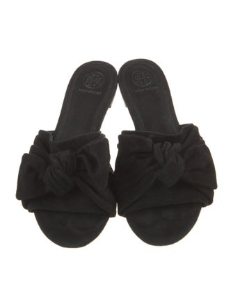 Tory Burch Suede Bow Accents Slides