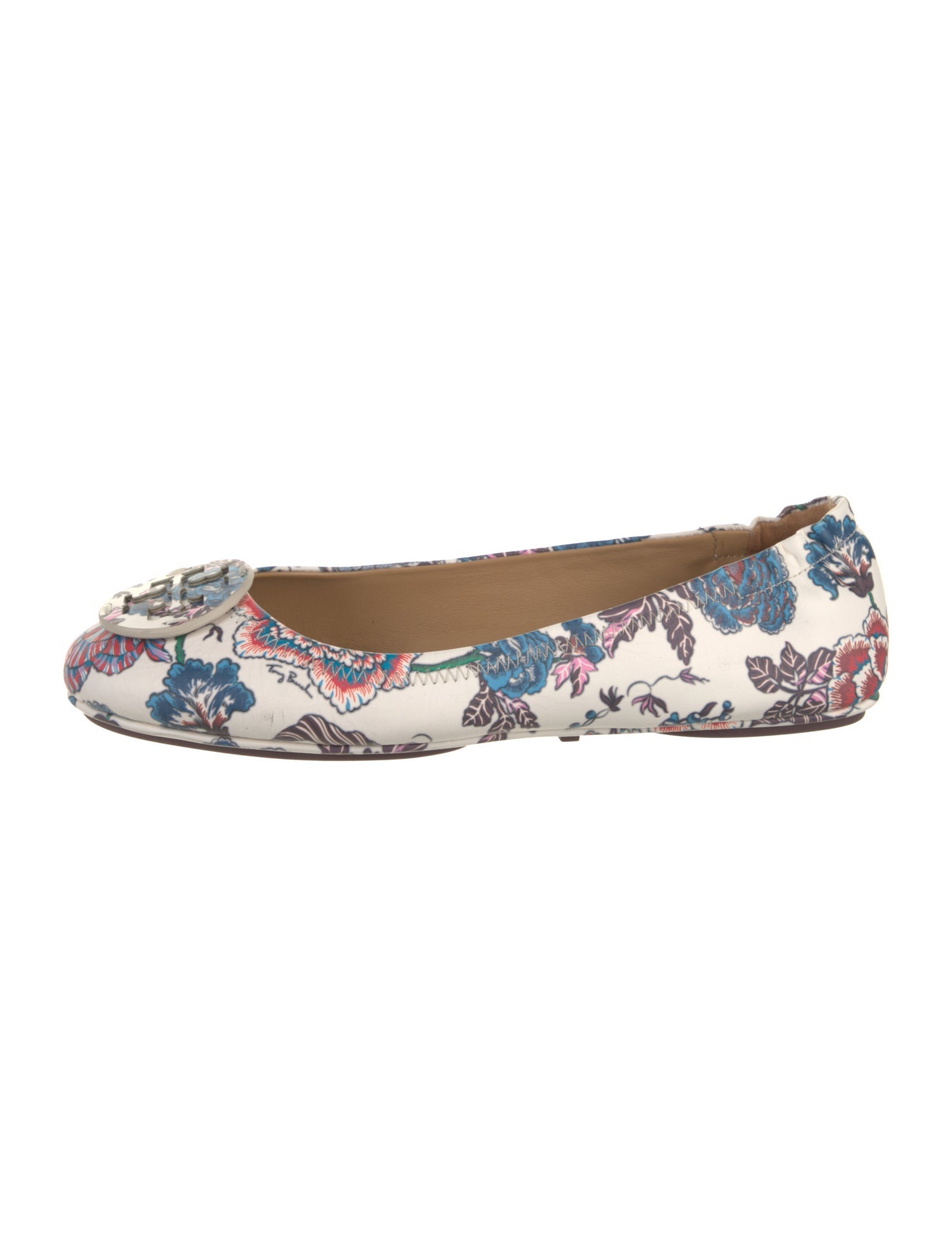 Tory Burch Leather Floral Print Ballet Flats