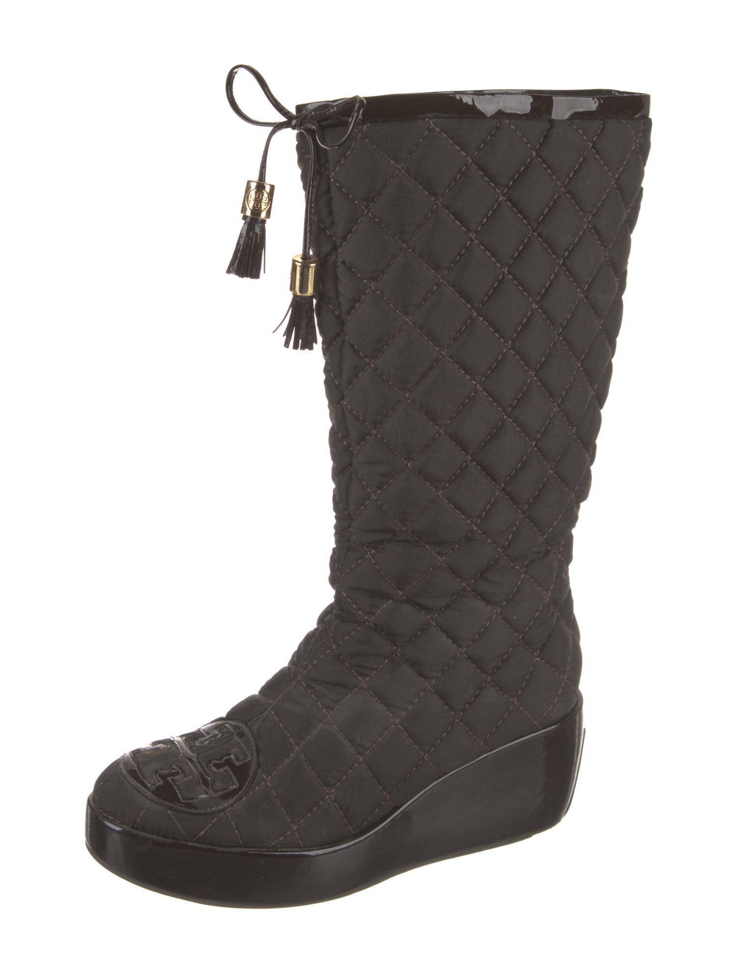 Tory Burch Nylon Tassel Accents Lace-Up Boots