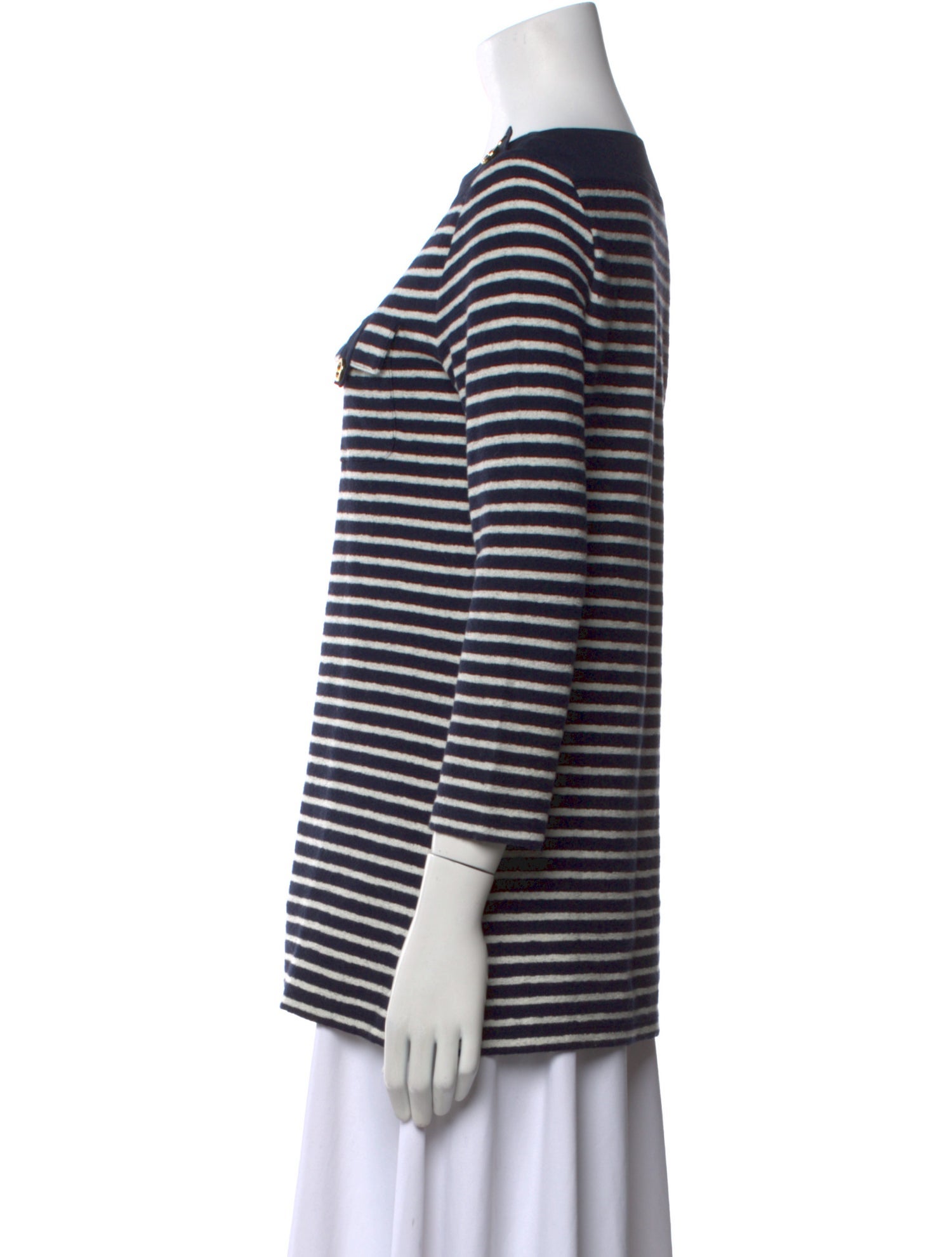 Tory Burch Striped Bateau Neckline Tunic