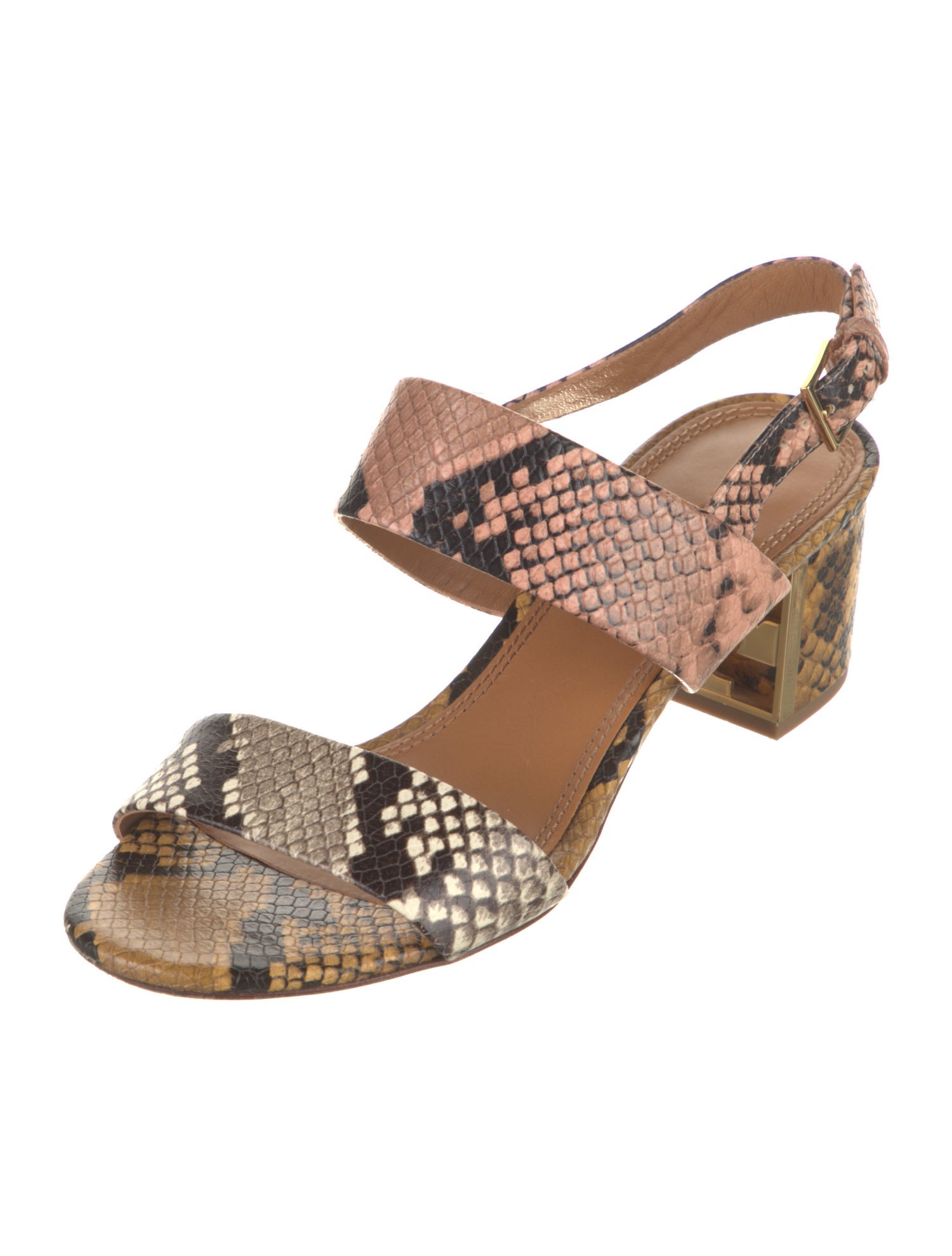 Tory Burch Leather Animal Print Slingback Sandals