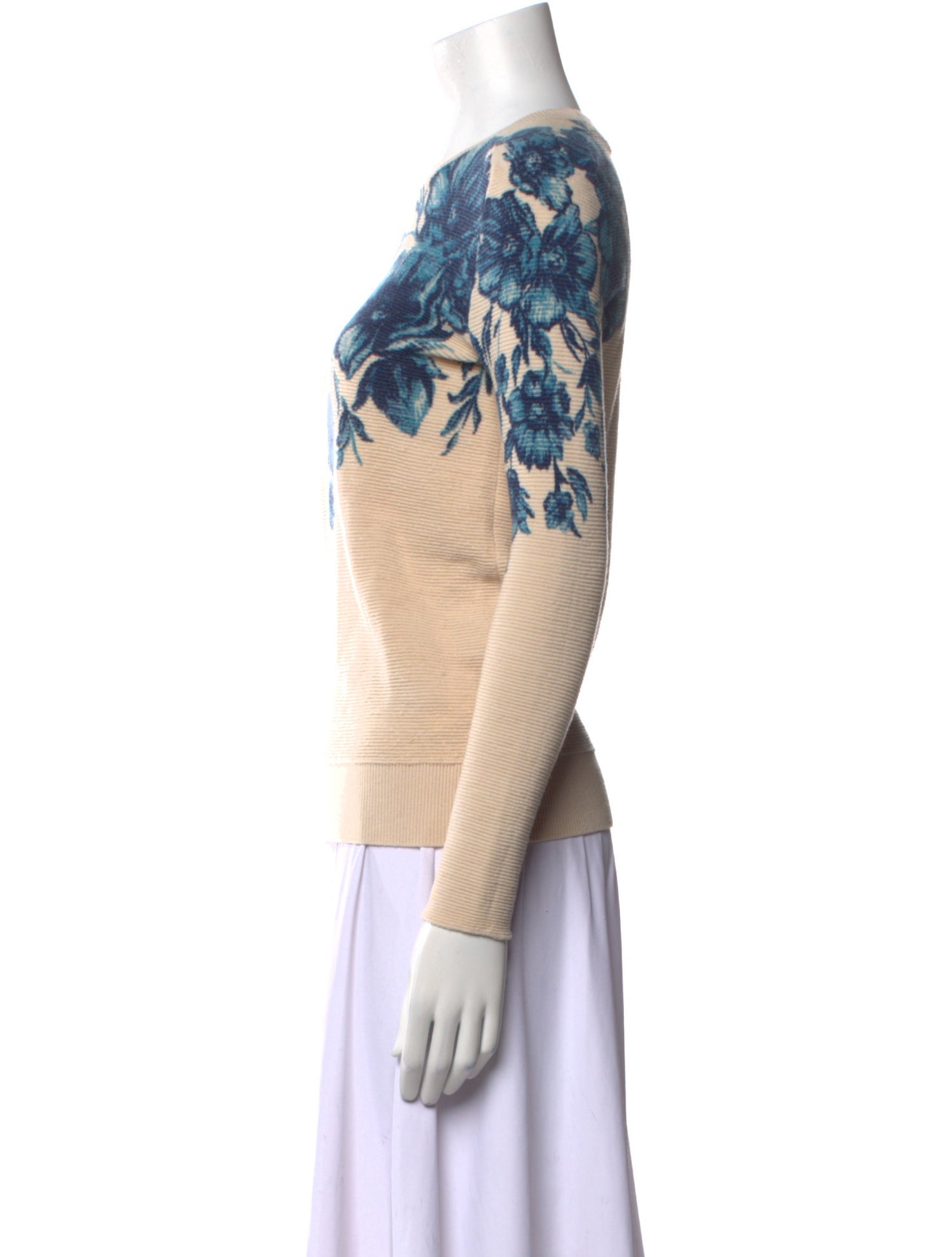 Tory Burch Merino Wool Floral Print Sweater