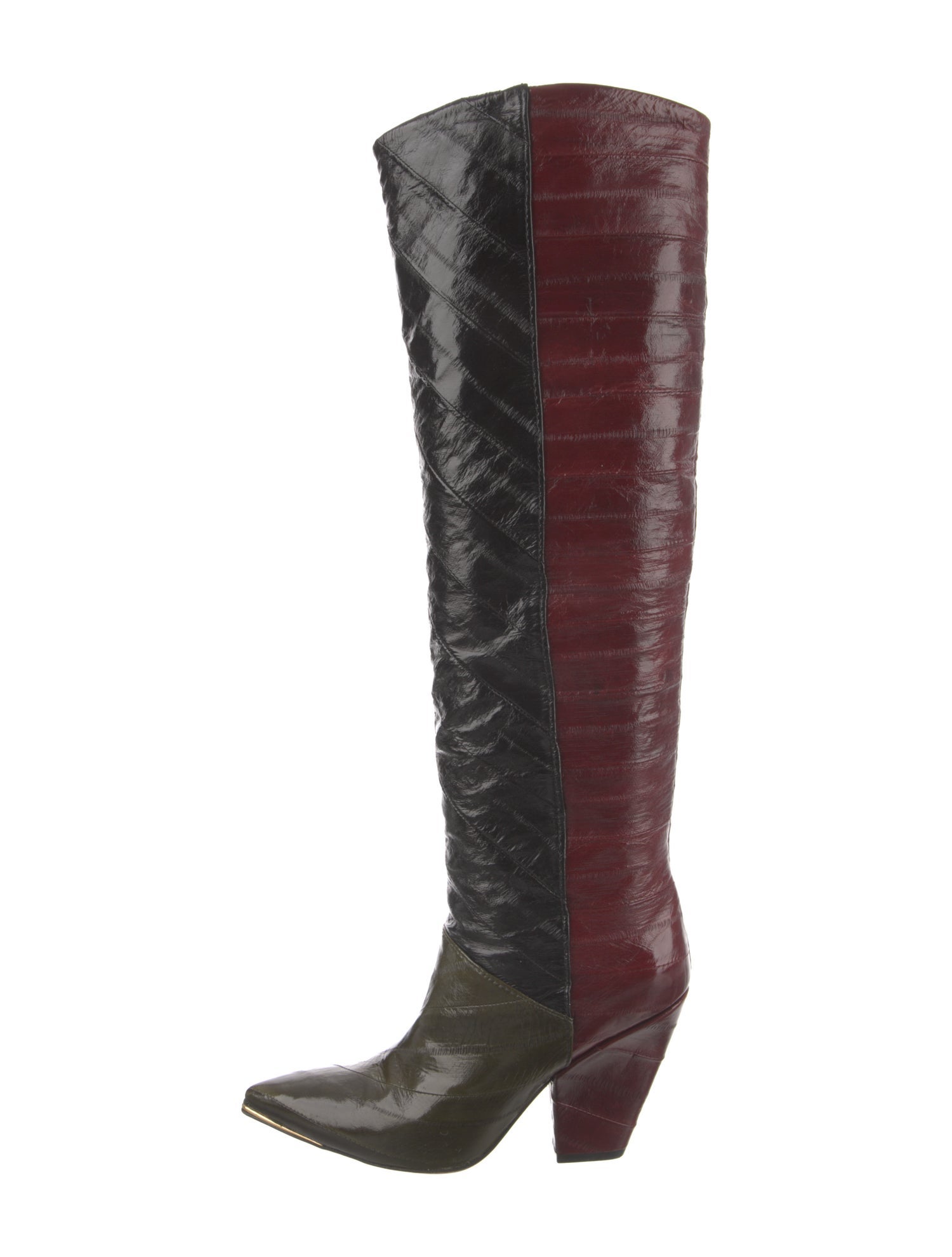 Tory Burch Leather Colorblock Pattern Boots