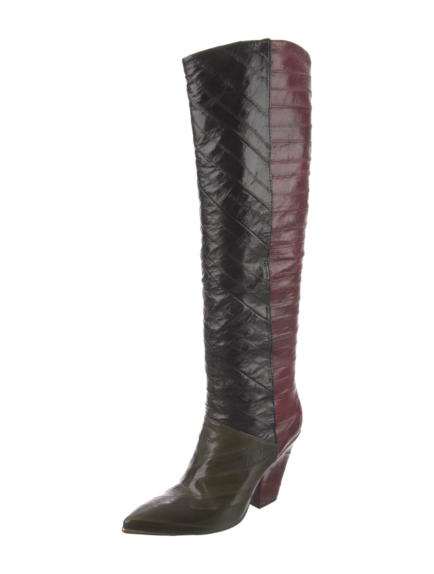 Tory Burch Leather Colorblock Pattern Boots