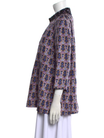 Tory Burch Printed Three-Quarter Sleeve Blouse