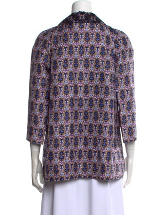 Tory Burch Printed Three-Quarter Sleeve Blouse