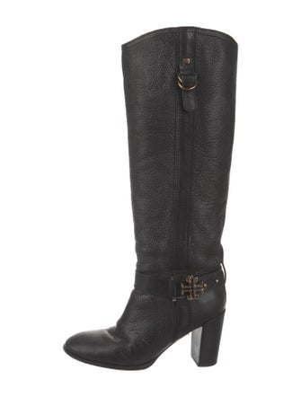 Tory Burch Signature Logo Leather Riding Boots