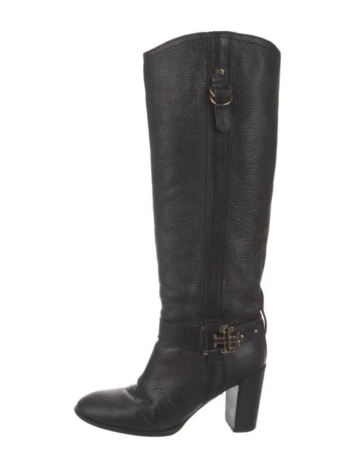 Tory Burch Signature Logo Leather Riding Boots