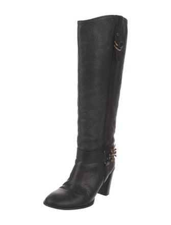Tory Burch Signature Logo Leather Riding Boots