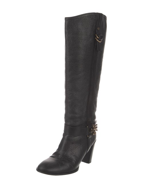 Tory Burch Signature Logo Leather Riding Boots