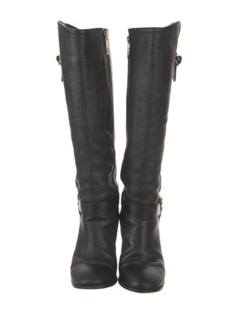Tory Burch Signature Logo Leather Riding Boots
