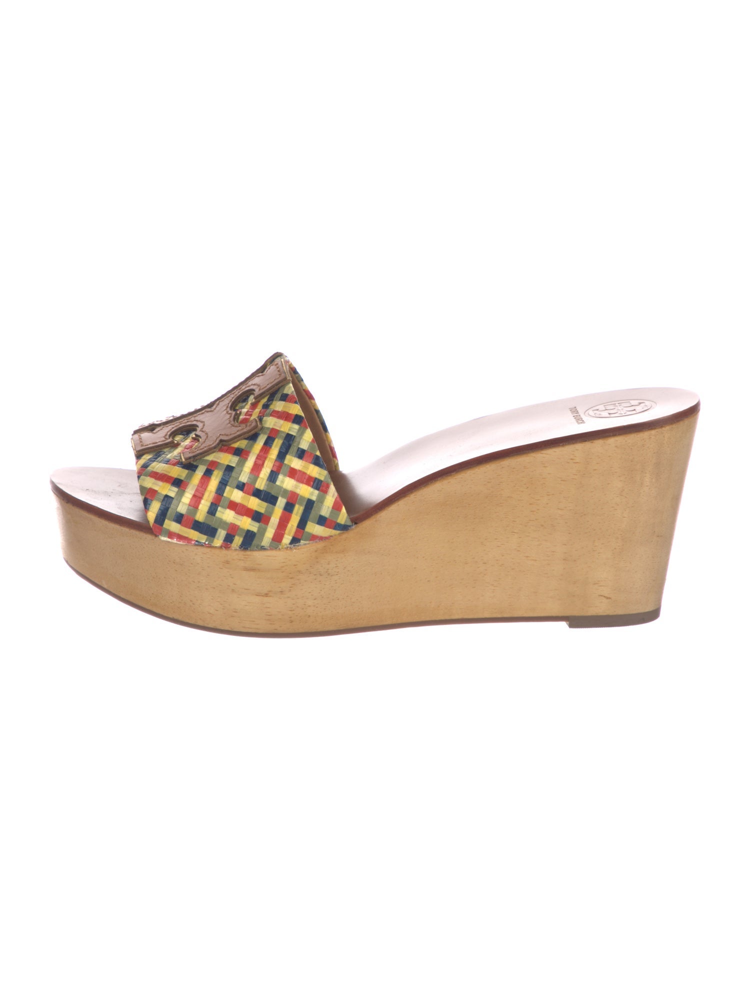 Tory Burch Signature Logo Straw Slides