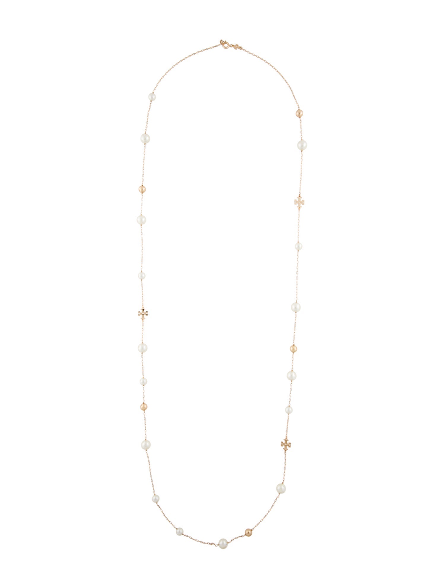 Tory Burch Faux Pearl & Bead Britten Station Long Necklace