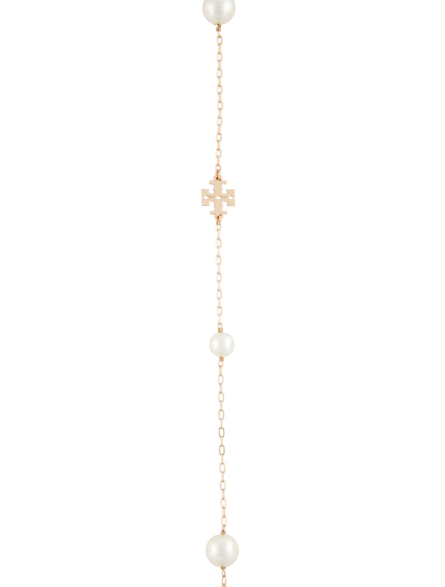 Tory Burch Faux Pearl & Bead Britten Station Long Necklace