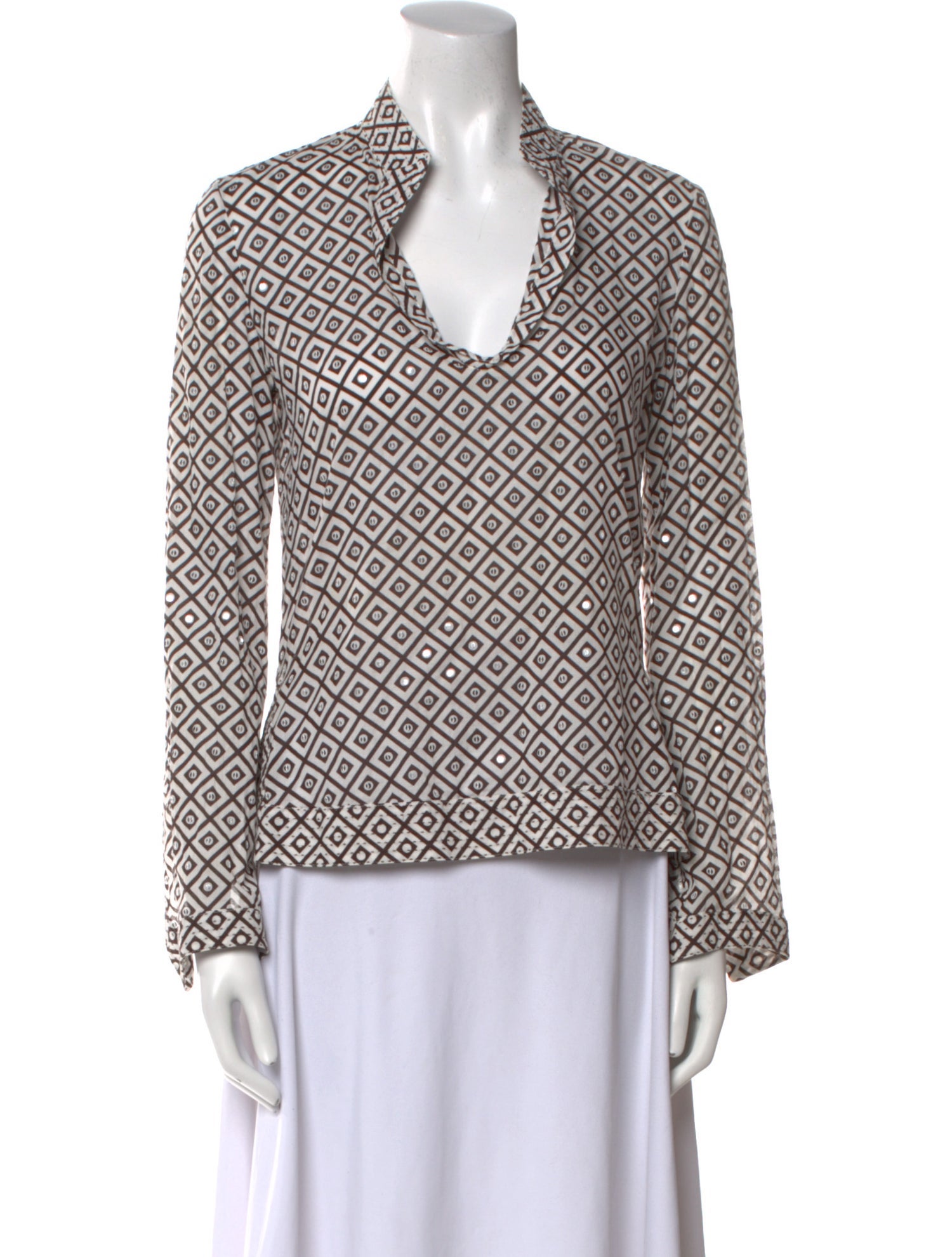 Tory Burch Printed V-Neck Blouse