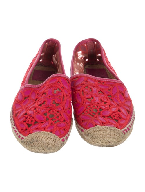Tory Burch Leather Lace Pattern Espadrilles