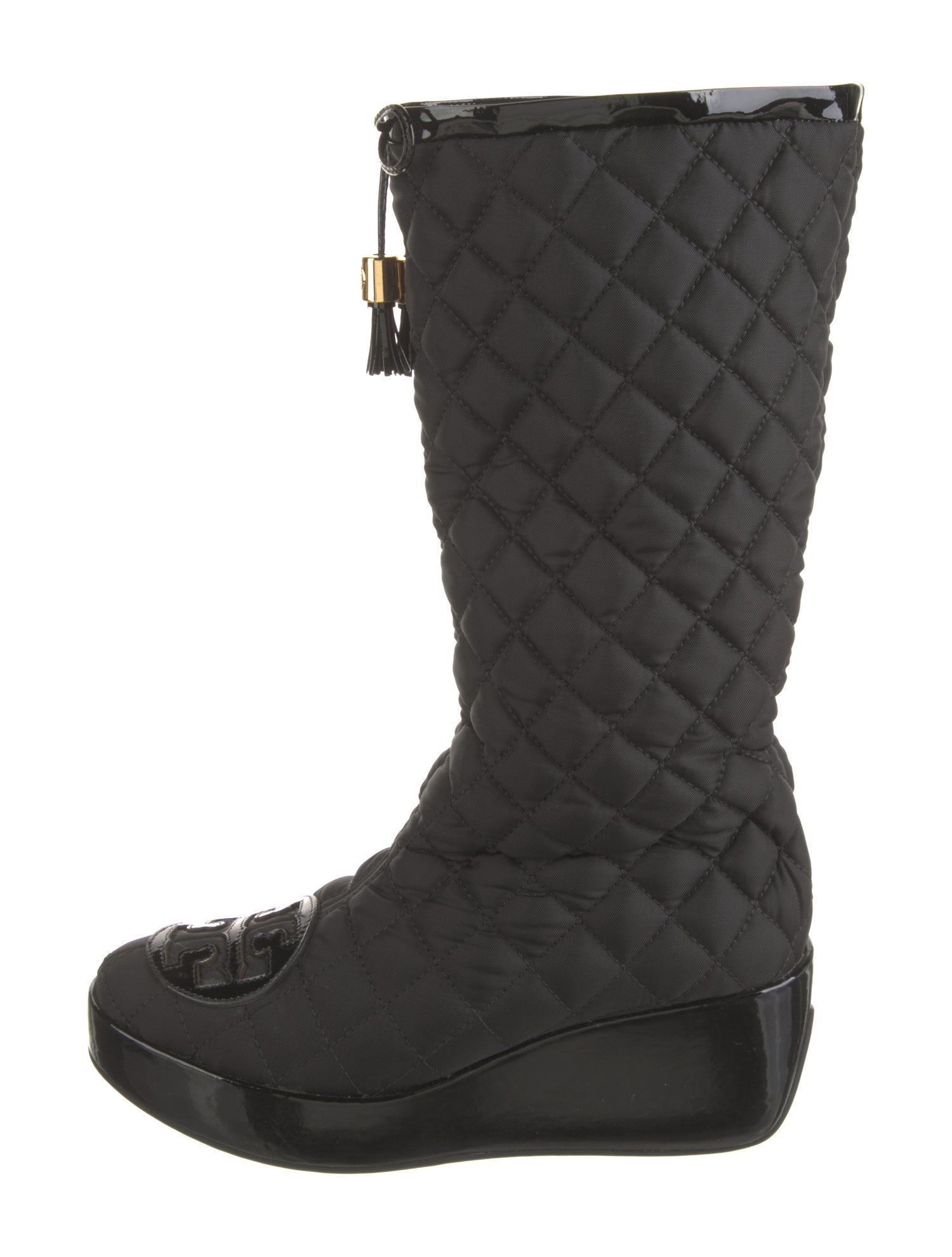 Tory Burch Nylon Bow Accents Lace-Up Boots