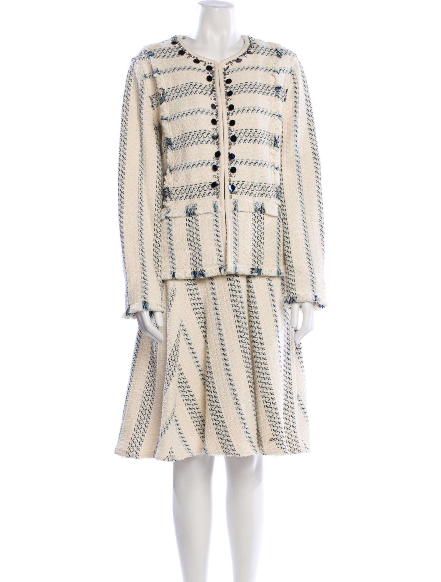 Tory Burch Striped Embroidered Accent Dress Set