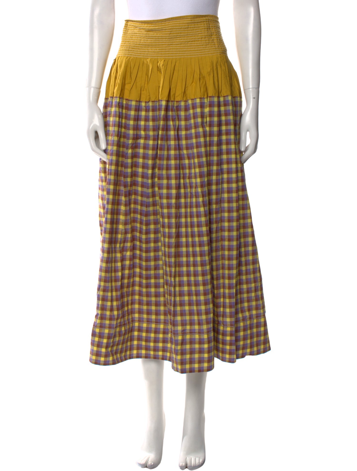 Tory Burch Plaid Print Midi Length Skirt