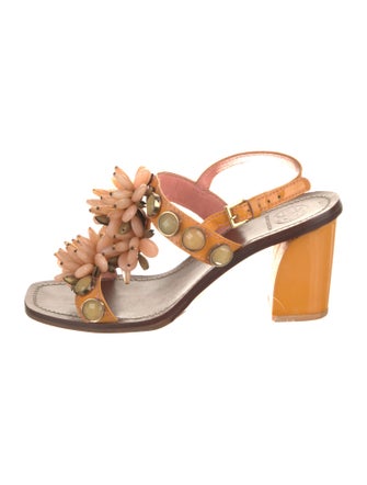Tory Burch Patent Leather Crystal Embellishments Sandals