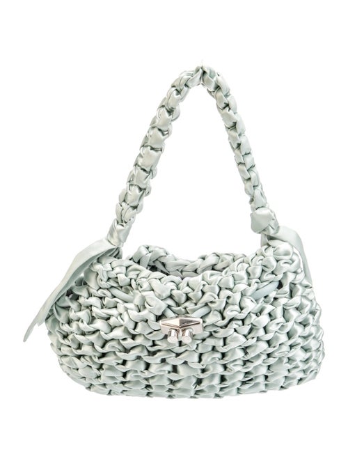 Jimmy Choo Satin Cinch Small Light Verde Woven Satin Shoulder Bag Small