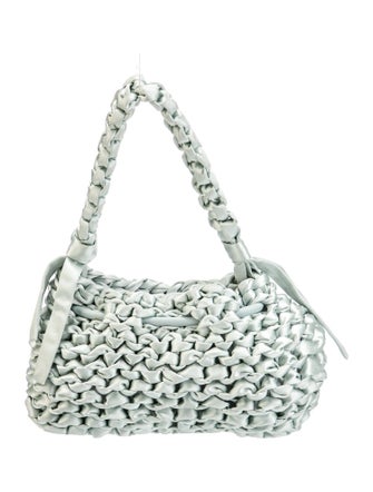 Jimmy Choo Satin Cinch Small Light Verde Woven Satin Shoulder Bag Small