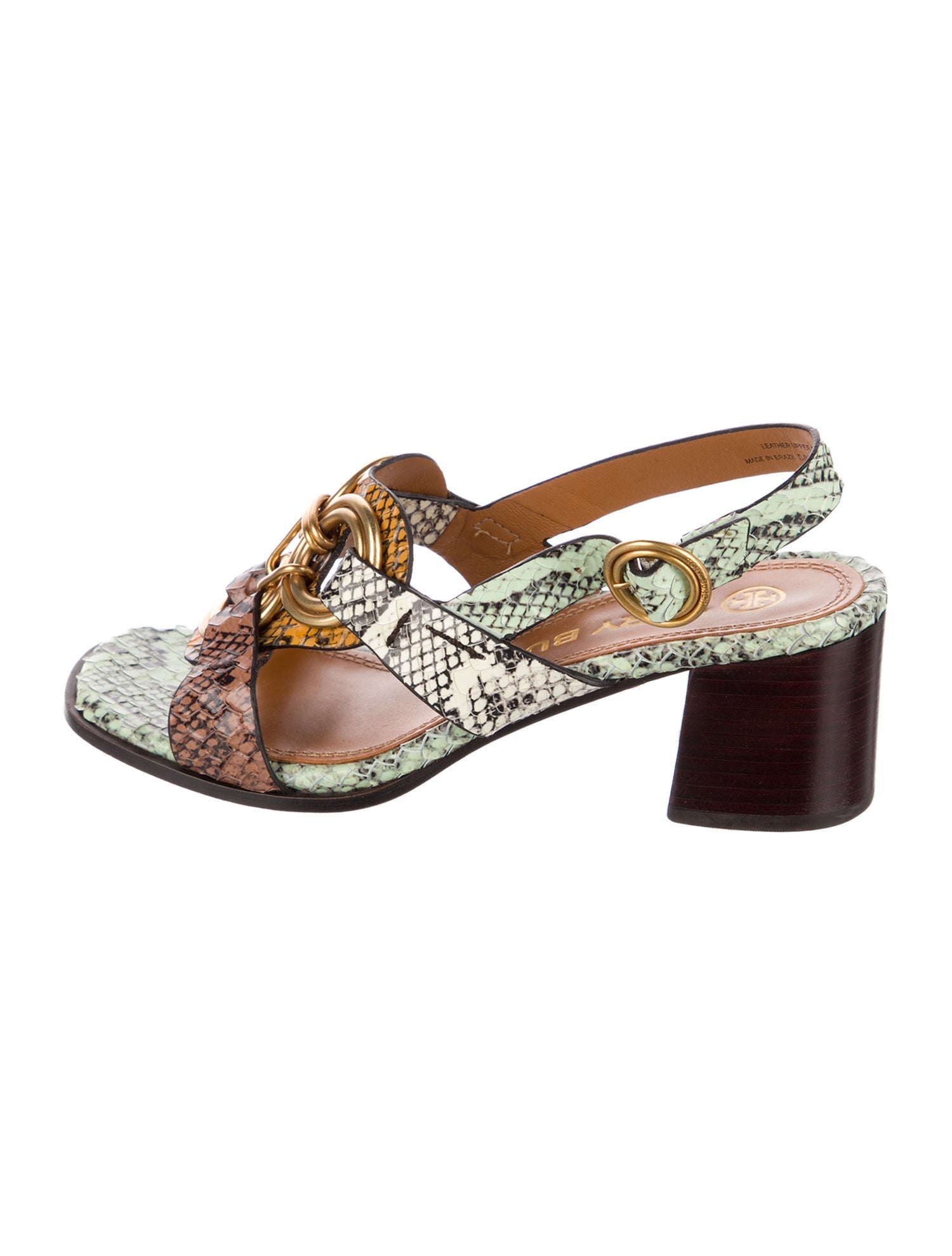 Tory Burch Embossed Leather Animal Print Slingback Sandals