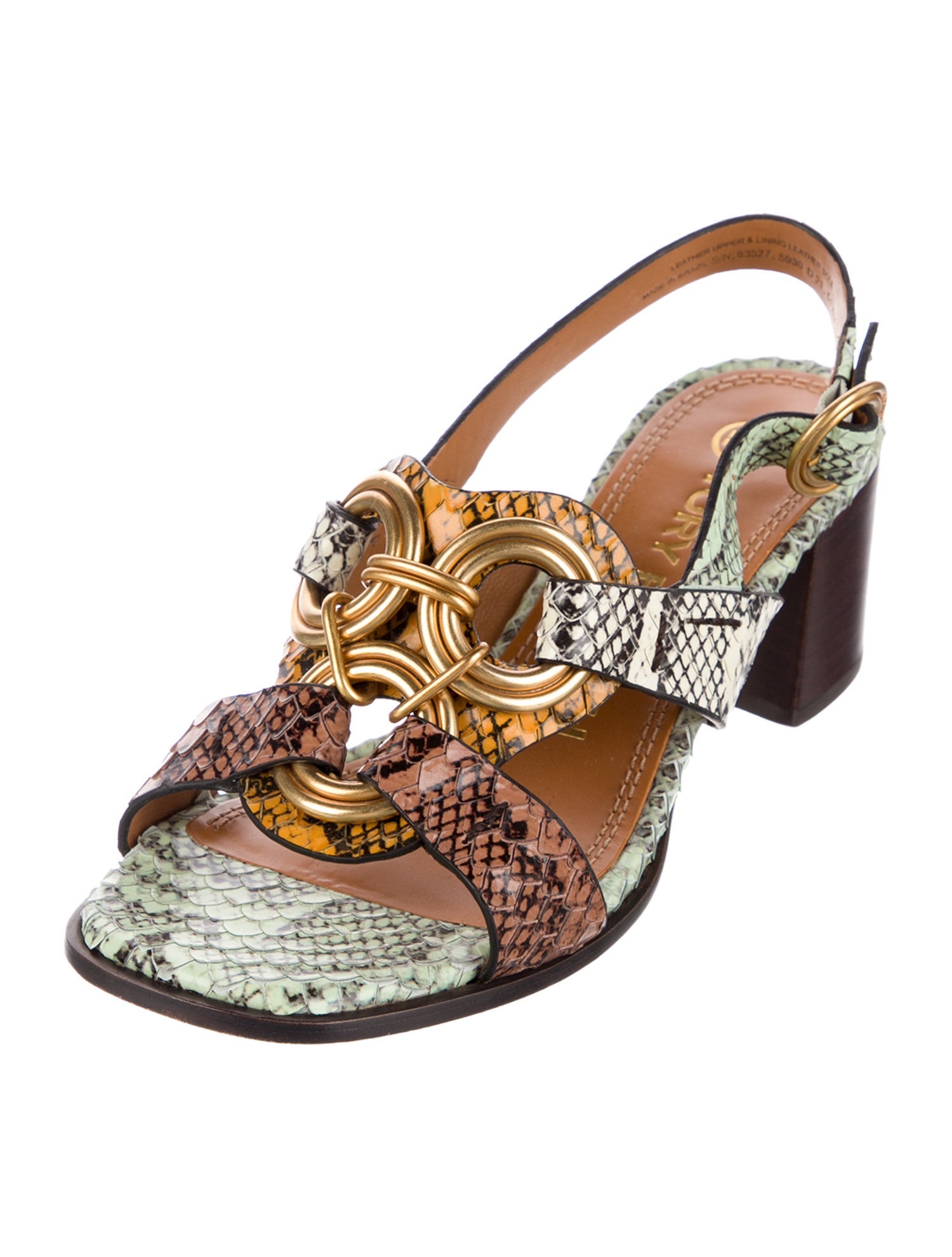 Tory Burch Embossed Leather Animal Print Slingback Sandals
