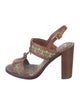 Tory Burch Leather Printed T-Strap Sandals