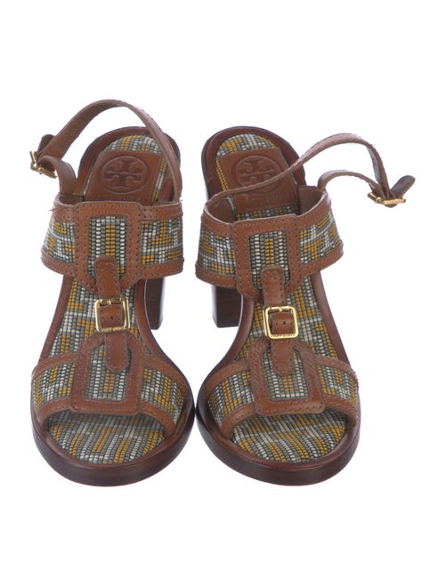 Tory Burch Leather Printed T-Strap Sandals