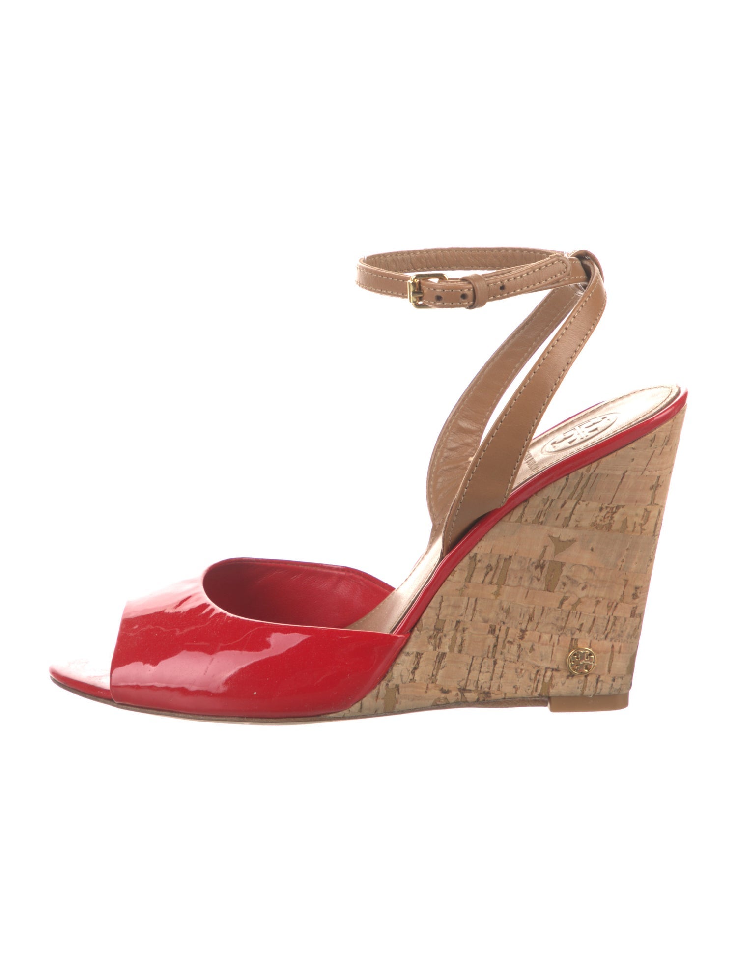 Tory Burch Patent Leather Colorblock Pattern Sandals