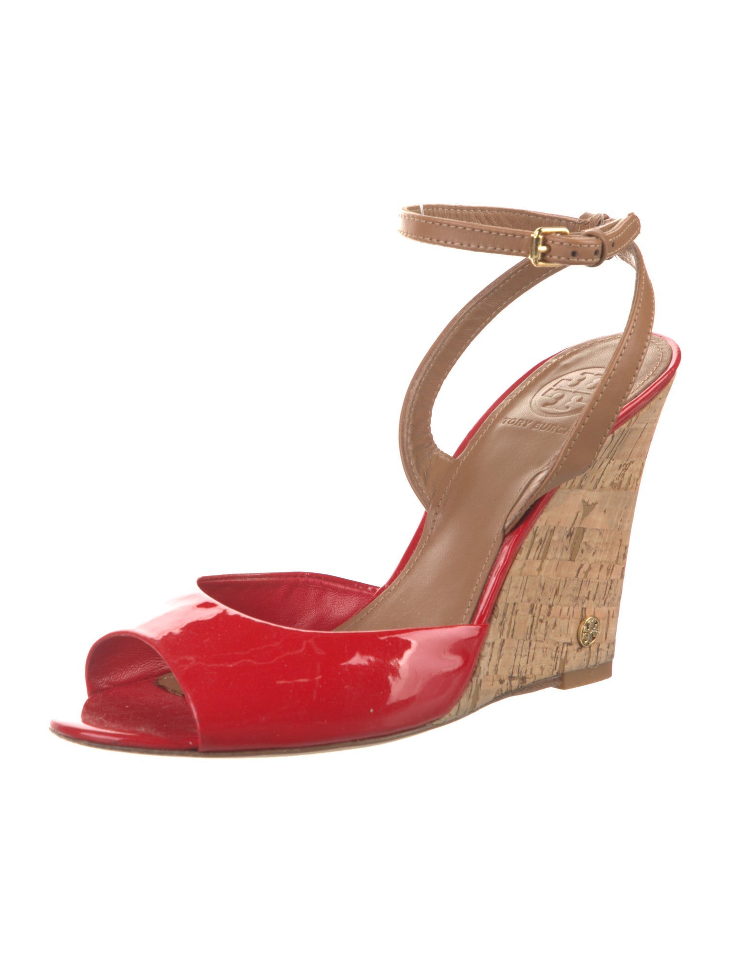 Tory Burch Patent Leather Colorblock Pattern Sandals