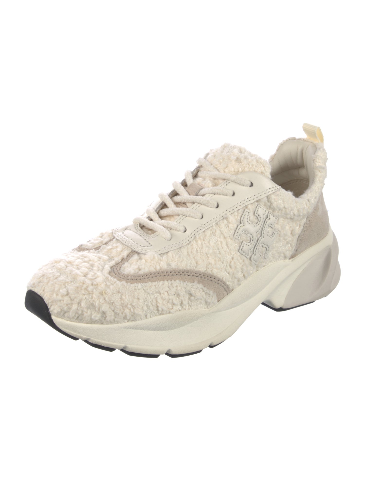 Tory Burch Shearling Colorblock Pattern Sneakers