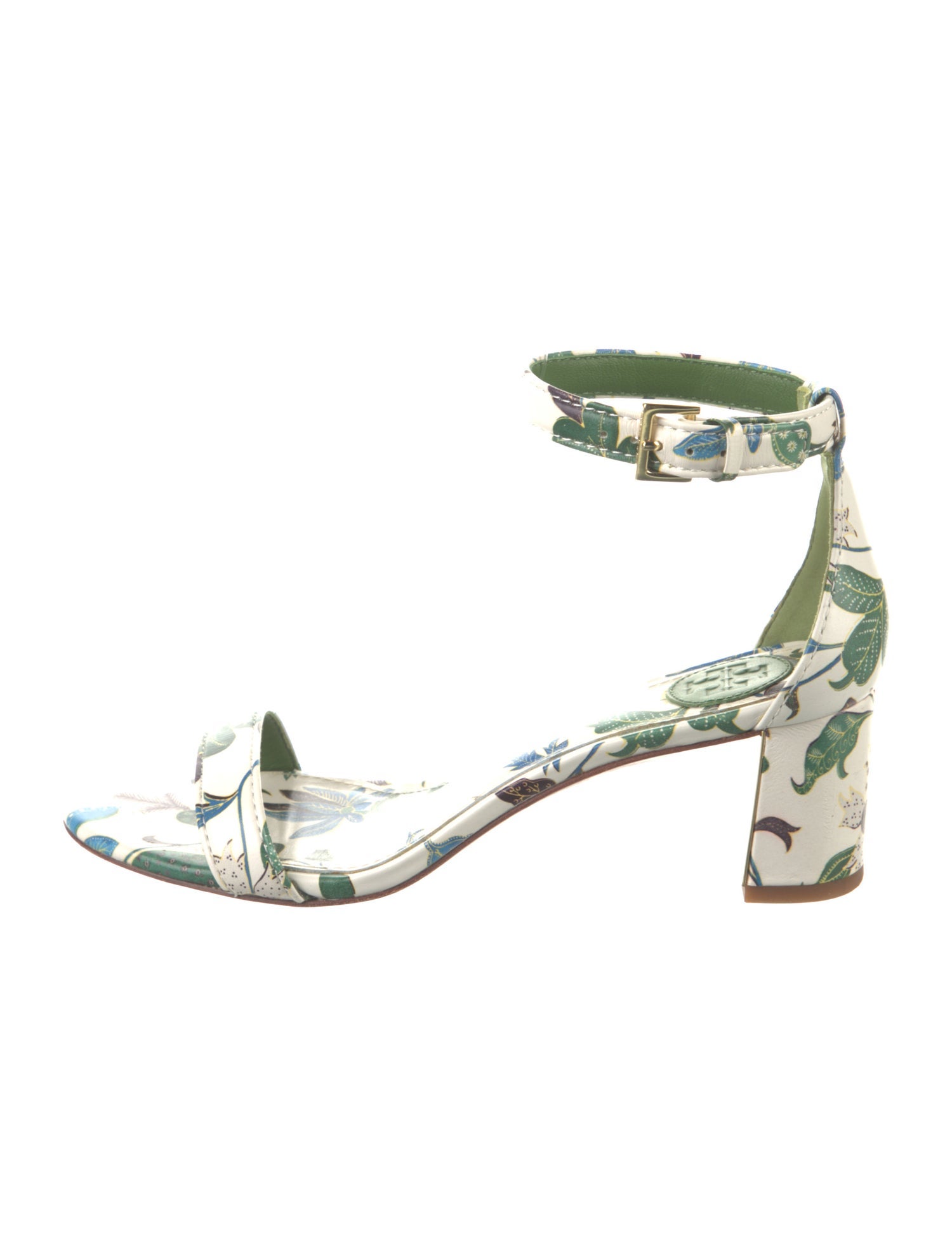 Tory Burch Leather Floral Print Sandals