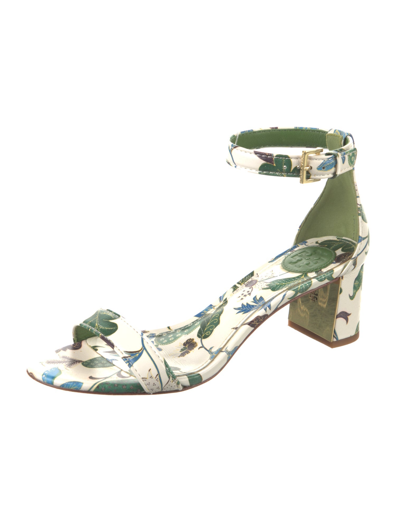 Tory Burch Leather Floral Print Sandals