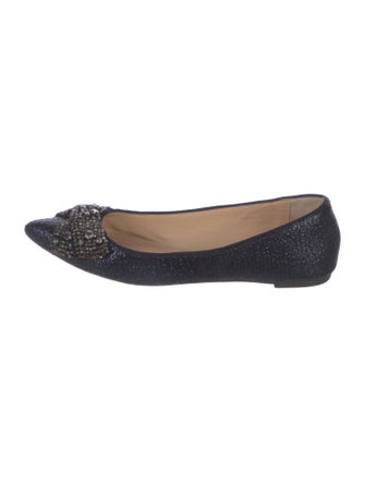 Tory Burch Glitter Crystal Embellishments Ballet Flats