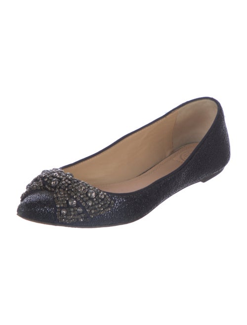 Tory Burch Glitter Crystal Embellishments Ballet Flats