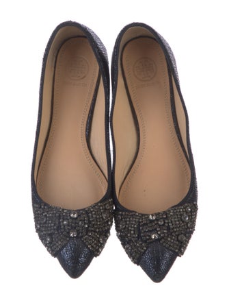 Tory Burch Glitter Crystal Embellishments Ballet Flats